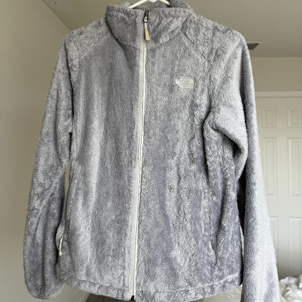 Women's Gray The North Face Osito Jacket Zip w Pockets Soft Fleece Size Medium